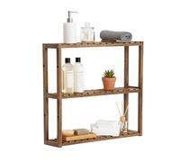 Relaxdaysestantería de Pared de Acacia con 3 baldas, 54x60x15 cm, para baño, Cocina y recibidor, Estrecha y Natural