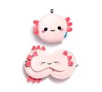 Relaxeazzz Adoramals Maddie l'Axolotl - Cojín de Viaje (2 en 1), Multicolor, Talla única