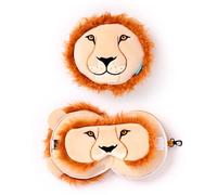 Relaxeazzz Almohada de Viaje Redonda de Peluche y máscara para los Ojos león, Mixta, Talla única, Unisex, Taille Unique