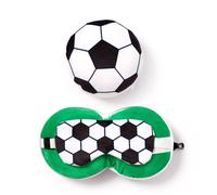 Relaxeazzz Fútbol Peluche Almohada Viaje & Antifaz Niños Dormir Cuello