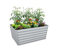 RelaxRelaxdays Huerto Elevado, Metal galvanizado, Plantas y hortalizas, 60x120x60 cm, cajón Rectangular, Gris Claro