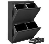 RELAXTY Cubo de Basura de Cocina con 4 Compartimentos - Mueble con 2 Cajones Extraíbles y 4 Contenedores de 17 L - Antihuellas Black