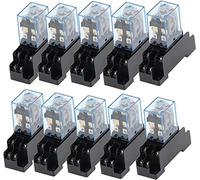 Relé 10set 12V 24V DC 110V 220V 380V AC de potencia bobina DPDT 8 pines HH62P JQX-13F con base enchufe(AC 220V)