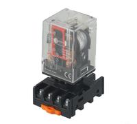 Relé de 8 pines DC24V MK2P-I 10A con base de enchufe | Capacidad de carga de 10 A, clasificación de 250 V CA, bobina DC24V, enchufe de 8 pines, uso de automatización industrial