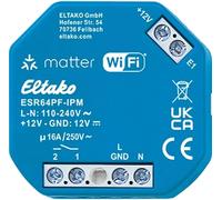 Relé de conmutación de impulsos eléctrico ELTAKO, con conexión IP, compatible con Matter a través de Wi-Fi, opcionalmente con EnOcean, 1 contacto normalmente abierto, 1 unidad.