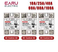 Relé de Estado Sólido EARU Monofásico SSR-25DA SSR-40DA SSR-40AA SSR-40DD SSR 10/25/40/60/80/100A DD DA AA Control de Temperatura PID SSR-80A