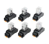 Relé de potencia 4PDT AC110V para carril DIN 35 mm | Contacto 4PDT, bobina de 120 V CA, indicador de estado LED rojo, incluye base, fácil montaje