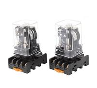 Relé de potencia bobina DPDT 8 pines, 2 piezas JTX-2C, 24 V CC, con conector for riel DIN 35 mm