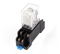 Relé de potencia bobina HH52P 12 V CC, 8 pines, DPDT, 35 mm, montaje en riel DIN con zócalo, 2 unidades