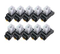 Relé de potencia MY4NJ, 10 unidades, CC de 12 V, 24 V, 36 V, 48 V, 110 V, 220 V, 380 V, bobina de 5 A, 4 NO, 4 NC, carril DIN, relé de tiempo de 14 pines con base de zócalo(DC,24V)