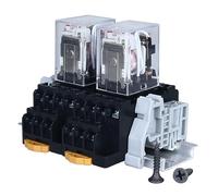 Relé electromagnético, bobina 220V AC 5A, relé de potencia, 14 pines, 4NO 4NC, intercambiador HH54PL MY4 con indicador luminoso con relé de riel DIN, base de riel DIN