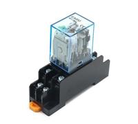 Relé electromagnético pequeño de carril, relé de potencia de bobina DC12V DC24V AC24V AC110V AC220V con Base de enchufe 2NO 2NC(MY4NJ,AC 110V)
