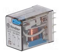 Rele finder 12vdc 2ctos pulsador de prueba + indicador 10amp 55329012
