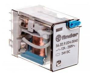 Rele finder 24vdc 2vtos pulsador de prueba 12a/250vac 56329024.0040