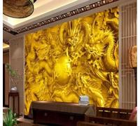 Relieve Dorado Dragón Creativo Original 3D Papel Pintado Pared Fácil Instalación Oficina Sala Estar Sofá Dormitorio TV Fondos Decoración-200cm×140cm