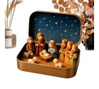 Religious Pocket-Size Mini Nativity Scene Set | Mini Nativity Scene Set | Cute Holy Family Christian Tabletop Centerpiece, For Living Room Study Room Bookshelf Entrance Windowsill Fireplace