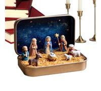 Religious Pocket-Size Mini Nativity Scene Set | Mini Nativity Scene Set | Cute Holy Family Christian Tabletop Centerpiece, For Living Room Study Room Bookshelf Entrance Windowsill Fireplace