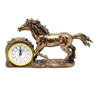 Reloj con figura de caballos galopando, decoración de mesa marrón, Reina Isabel