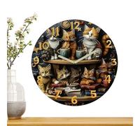 Reloj con forma de gato de estilo vintage - 30 centímetros despertador de estantería de madera - Reloj de pared - Para salón, salón, cocina, oficina, baño, mesita de noche, estante, entrada