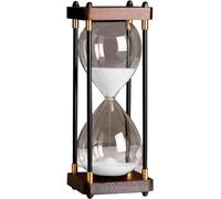Reloj de arena de madera grande, con vidrio de arcoíris, de 60 minutos. Decoración para el hogar y la oficina. Color blanco