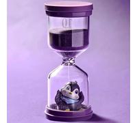 Reloj de arena de plástico irrompible de 10 minutos, colorido reloj de arena para niños con pingüino en macaron lila, temporizador visual, temporizador de tiempo para la vida de los niños, aprendizaje