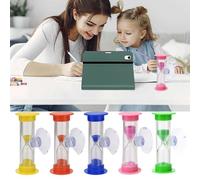 Reloj de arena de reloj de arena de 2 minutos con ventosa, reloj de arena de plástico irrompible para cepillado de dientes, cocina, juegos, aula (5 piezas)