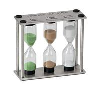 Reloj de Arena - Ideal para Controlar el Tiempo de Infusión y el Gusto - 3 Colores para Diferenciar Tipos de Té - Color Plata - Elaborado con Metal y Cristal - Aromas de Té