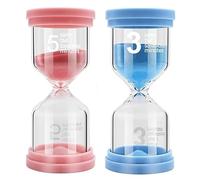 Reloj de arena temporizador para niños, temporizador de cristal, reloj de cepillo de dientes, reloj de arena de 3 minutos y 5 minutos, juegos de aula, cocina, oficina, hora del té, niños