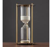 Reloj de arena, Vidrio de borosilicato alta calidad, grifo arena 30/60 minutos, decoración for el hogar, lujo y simplicidad(White Sand,60 minutes (8 * 21cm))