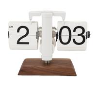 Reloj de Escritorio Abatible para Oficina en Casa, 8.07 X 6.26 Pulgadas | Pantalla mecánica automática de 12 horas, base de acero inoxidable 304 y nogal, decoración de mesa retro antideslizante