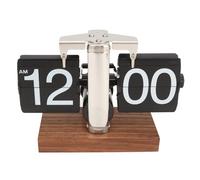 Reloj de escritorio con tapa, reloj digital retro abatible hacia abajo, funciona con pilas, reloj con engranaje interno, decoración del hogar con engranaje interno para decoración (Acero inoxidable