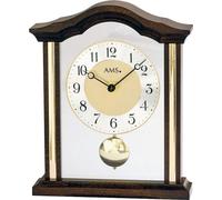Reloj de mesa AMS T1174-1 con caja de madera maciza de nogal y mecanismo de péndulo de cuarzo