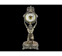 Reloj de mesa barroco – Escultura de reloj de mesa con apariencia de bronce, pintado a mano, 14,5 cm × 14,5 cm × 38 cm, modelo WU75467A4