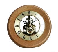 Reloj de mesa de 5.12 pulgadas con base de madera maciza para reloj de movimiento de cuarzo con engranaje translúcido y puntero de aluminio (color madera (dorado))