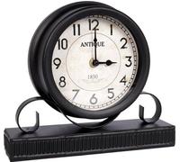Reloj de mesa Unyqoos® de metal, estilo retro, color , 23 cm de altura, con esfera envejecida y números claros, ideal para escritorio, cómoda o mesita de noche