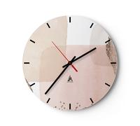 Reloj de Pared 30x30cm Reloj de Vidrio Abstracción Moderno Pastel Silencioso