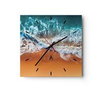 Reloj de Pared 30x30cm Reloj de Vidrio Arena Agua Playa Silencioso Decorativo