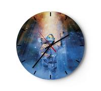 Reloj de Pared 30x30cm Reloj de Vidrio Astronauta Luz Cosmos Silencioso