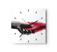 Reloj de Pared 30x30cm Reloj de Vidrio Ayuda Manos Símbolo Silencioso Decorativo