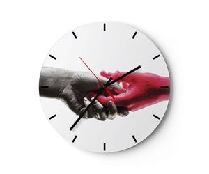 Reloj de Pared 30x30cm Reloj de Vidrio Ayuda Manos Símbolo Silencioso Decorativo