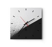 Reloj de Pared 30x30cm Reloj de Vidrio Blanco Y Negro De Fondo Geometría