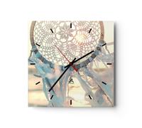 Reloj de Pared 30x30cm Reloj de Vidrio Boho Adorno Colgante Silencioso