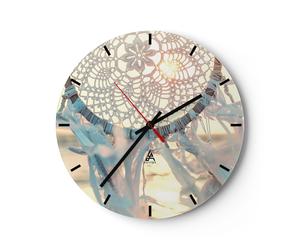 Reloj de Pared 30x30cm Reloj de Vidrio Boho Adorno Colgante Silencioso