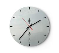 Reloj de Pared 30x30cm Reloj de Vidrio Escalera Cielo Símbolo Silencioso