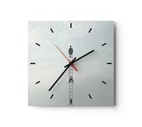 Reloj de Pared 30x30cm Reloj de Vidrio Escalera Cielo Símbolo Silencioso