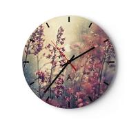 Reloj de Pared 30x30cm Reloj de Vidrio Flores Lluvia Luz Silencioso Decorativo