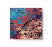Reloj de Pared 30x30cm Reloj de Vidrio graffiti moderno Silencioso Decorativo