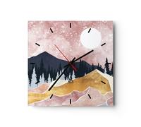 Reloj de Pared 30x30cm Reloj de Vidrio Gráficos Moderno Paisaje Silencioso