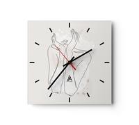 Reloj de Pared 30x30cm Reloj de Vidrio Gráficos Mujer Luz Silencioso Decorativo