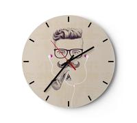 Reloj de Pared 30x30cm Reloj de Vidrio hombre moderno Silencioso Decorativo